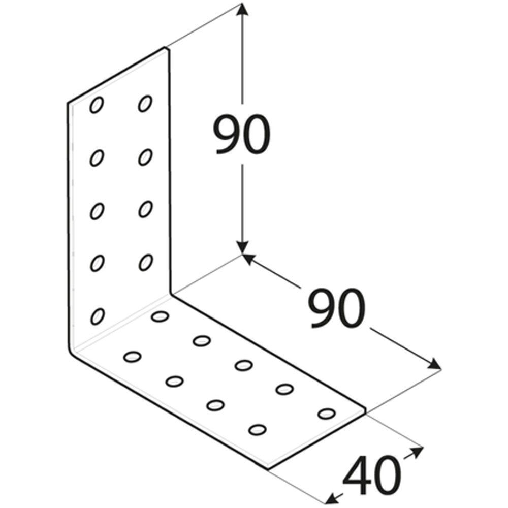 Coltar perforat DMX, 90 x 90 x 40 x 2 mm, otel