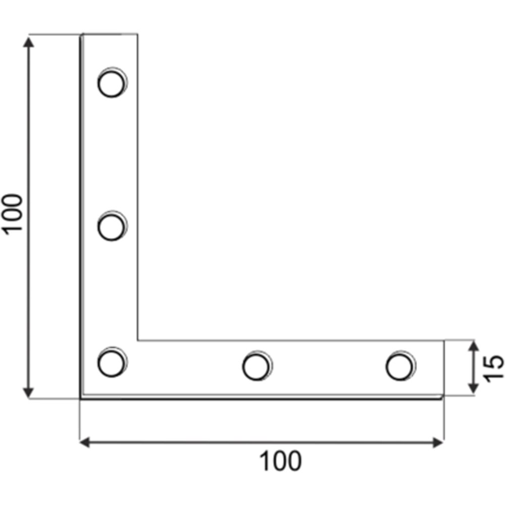 Coltar plat DMX, 100 x 100 x 15 x 2 mm, otel