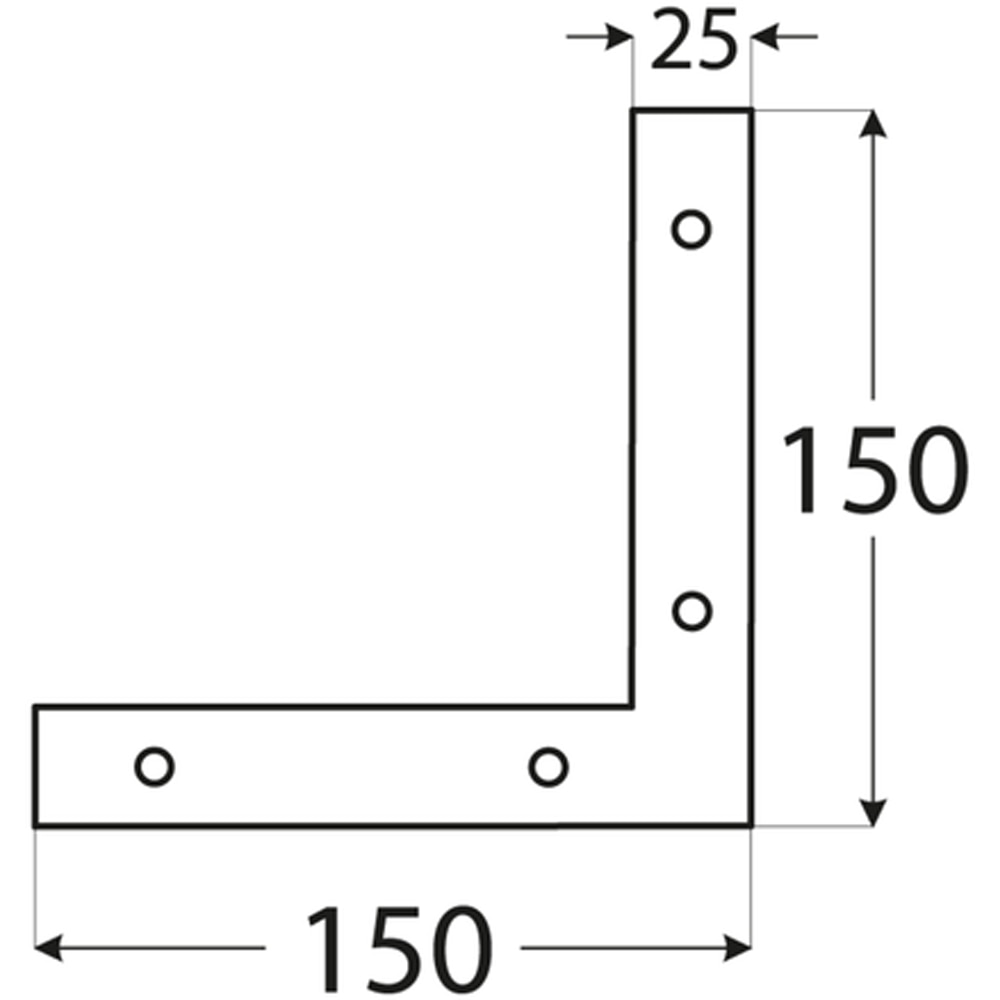 Coltar plat DMX, 150 x 150 x 25 x 2.5 mm, otel