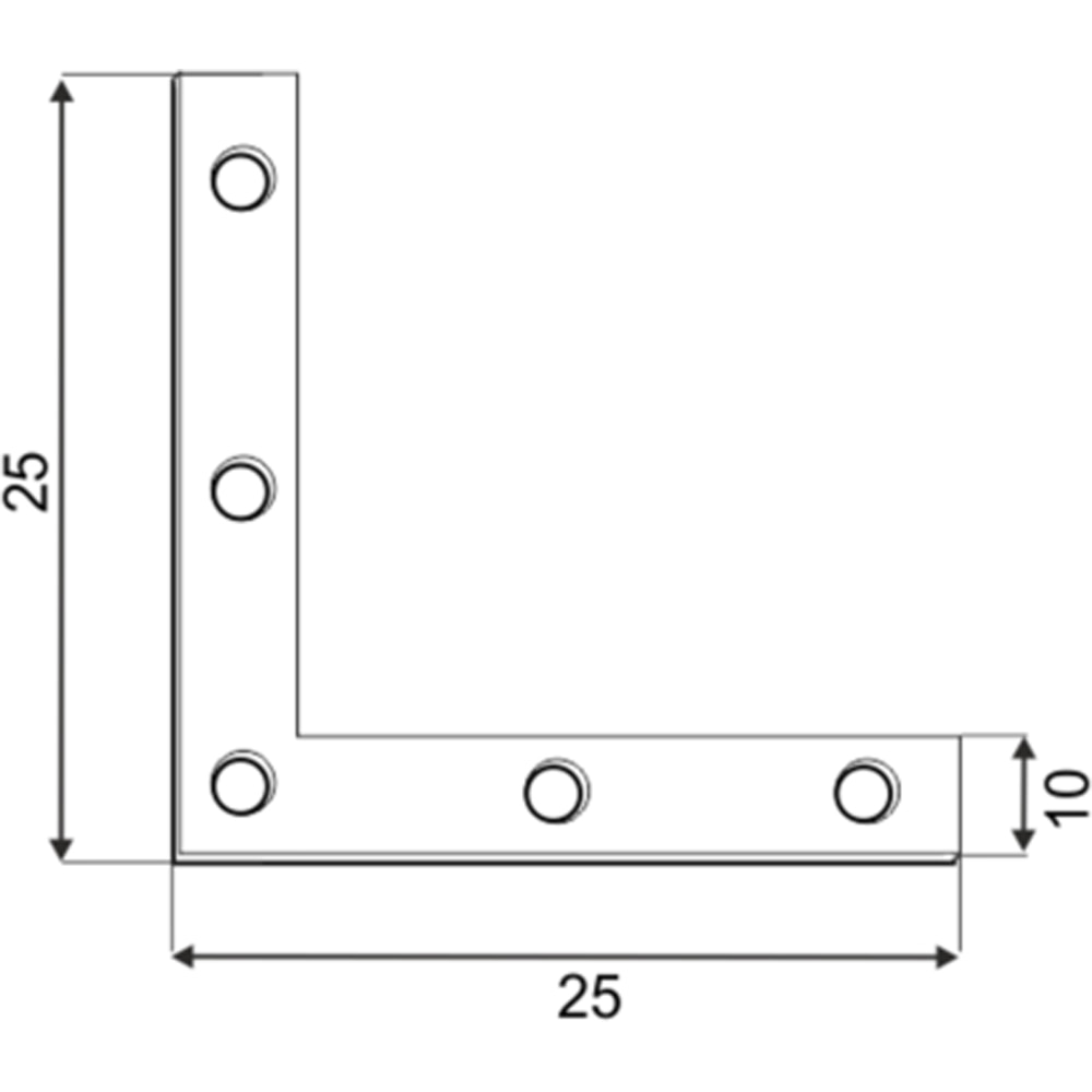 Coltar plat DMX, 25 x 25 x 10 x 1.5 mm, otel, 4 buc