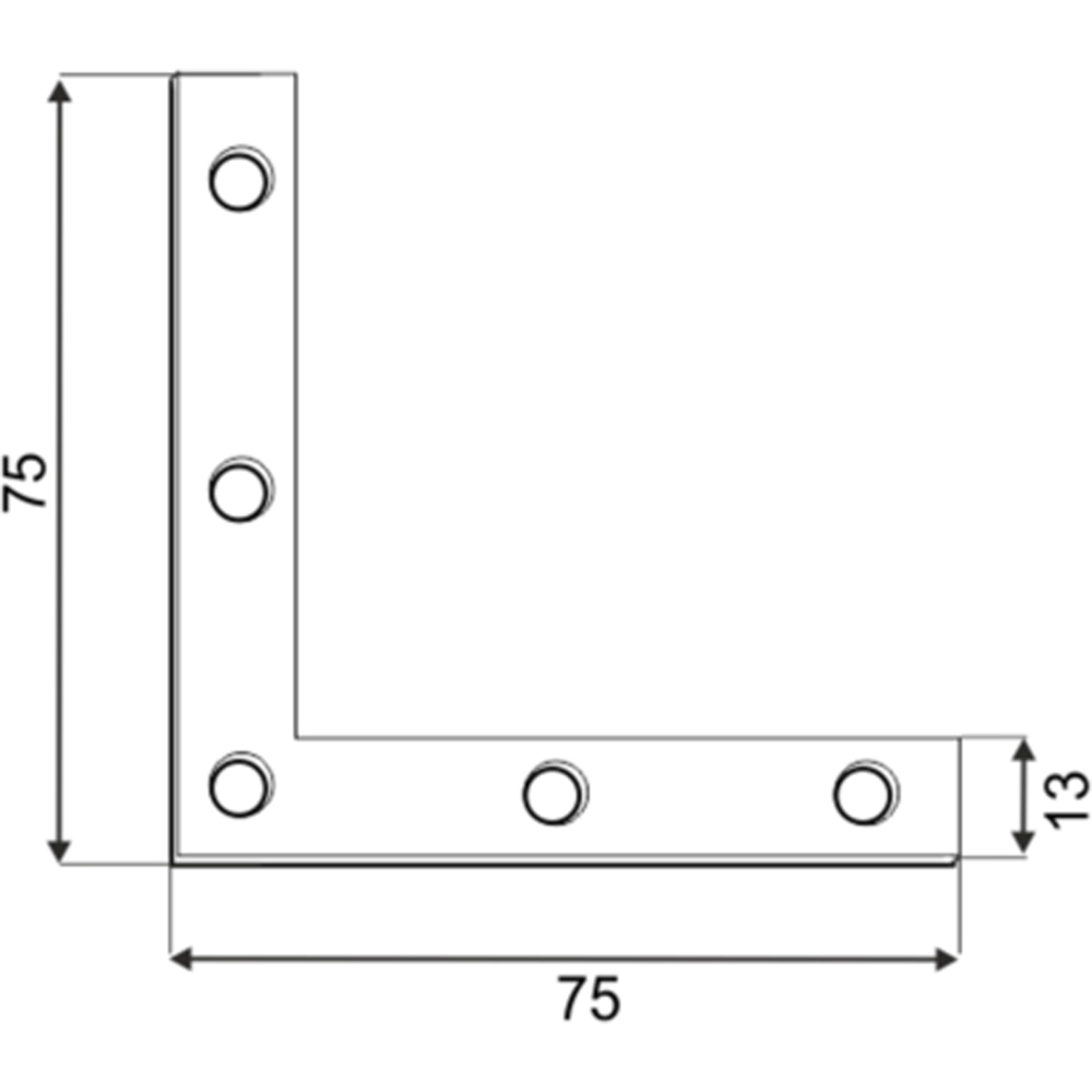 Coltar plat DMX, 75 x 75 x 13 x 2 mm, otel