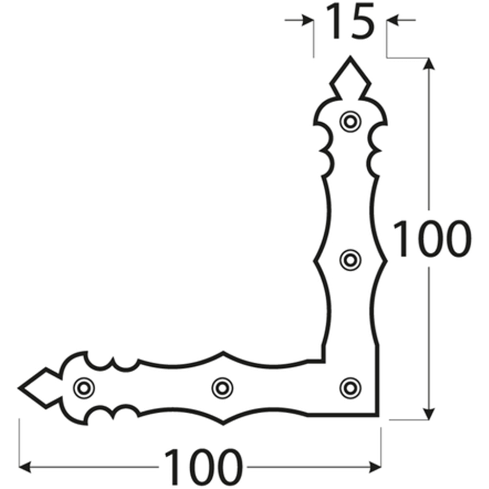 Coltar plat deco DMX, 100 x 100 x 15 x 2 mm, otel, negru