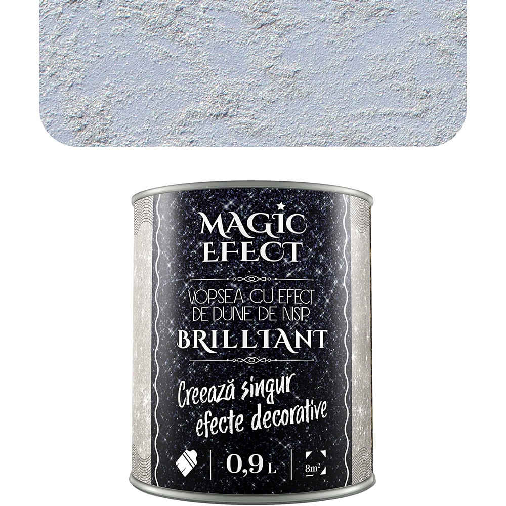 Vopsea cu efect de dune de nisip Magic Effect Brilliant C01, pensula inclusa, alb sidefat, 0.9L