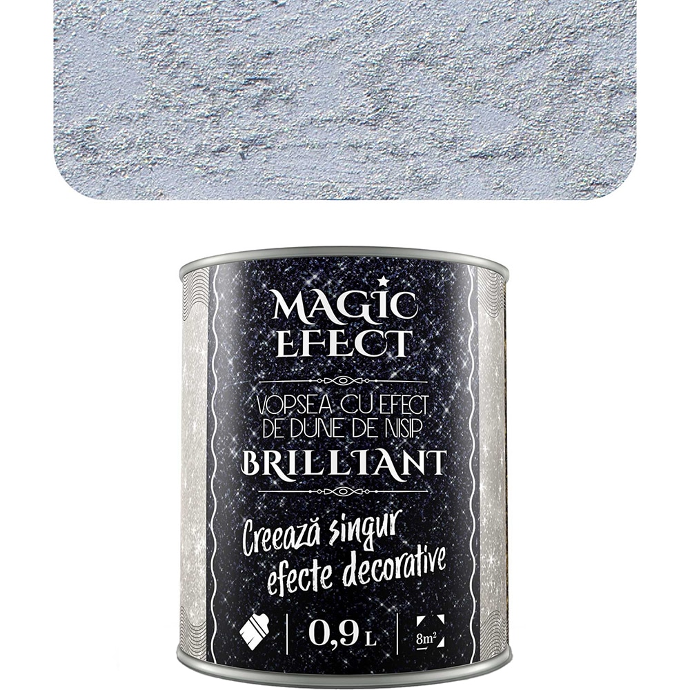 Vopsea cu efect de dune de nisip Magic Effect Brilliant C02, pensula inclusa, gri metalic, 0.9L