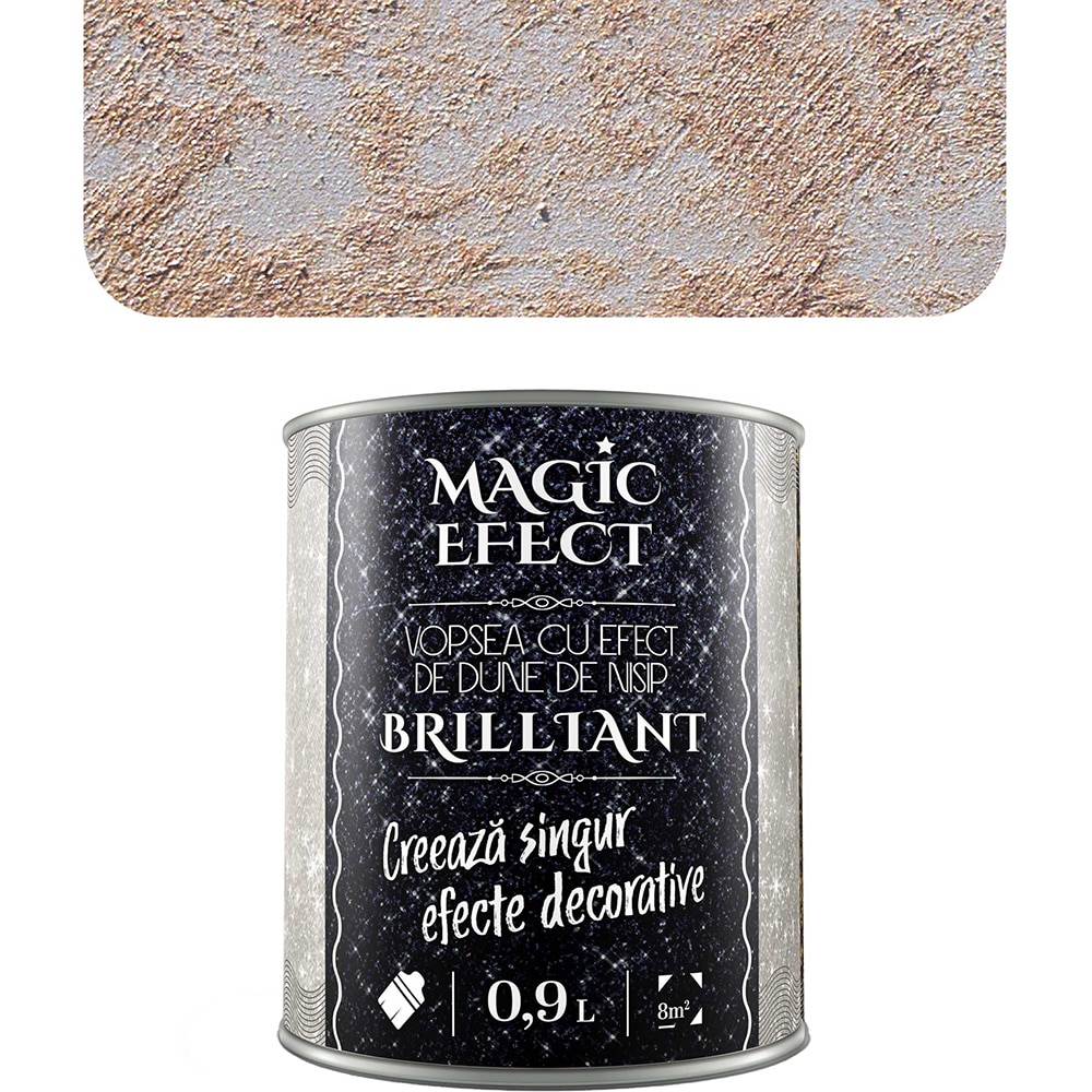 Vopsea cu efect de dune de nisip Magic Effect Brilliant C03, pensula inclusa, cupru, 0.9L