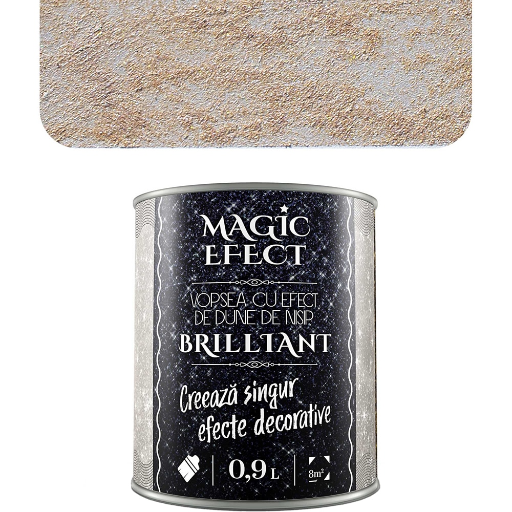 Vopsea cu efect de dune de nisip Magic Effect Brilliant C04, pensula inclusa, cupru, 0.9L
