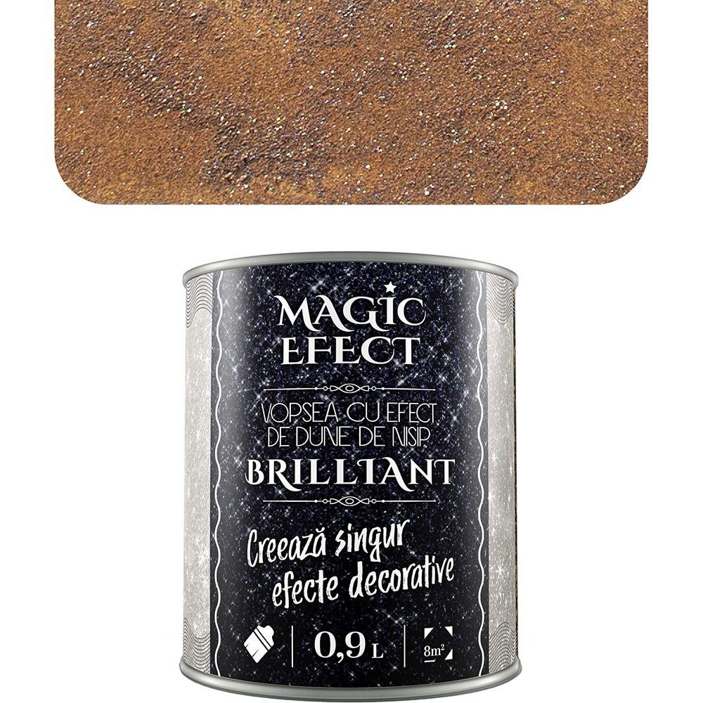 Vopsea cu efect de dune de nisip Magic Effect Brilliant C07, pensula inclusa, cupru, 0.9L