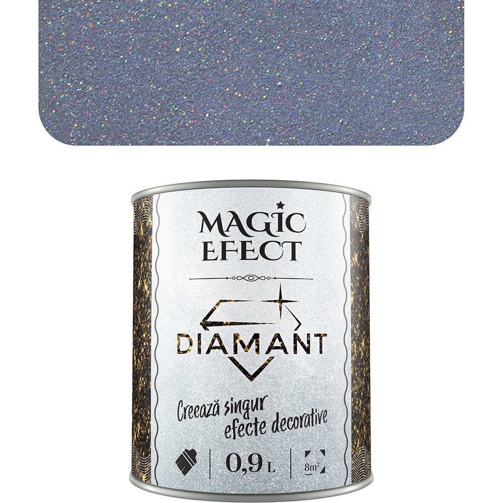 Vopsea cu efect de dune de nisip Magic Effect Diamant C01, pensula inclusa, argintiu, 0.9L