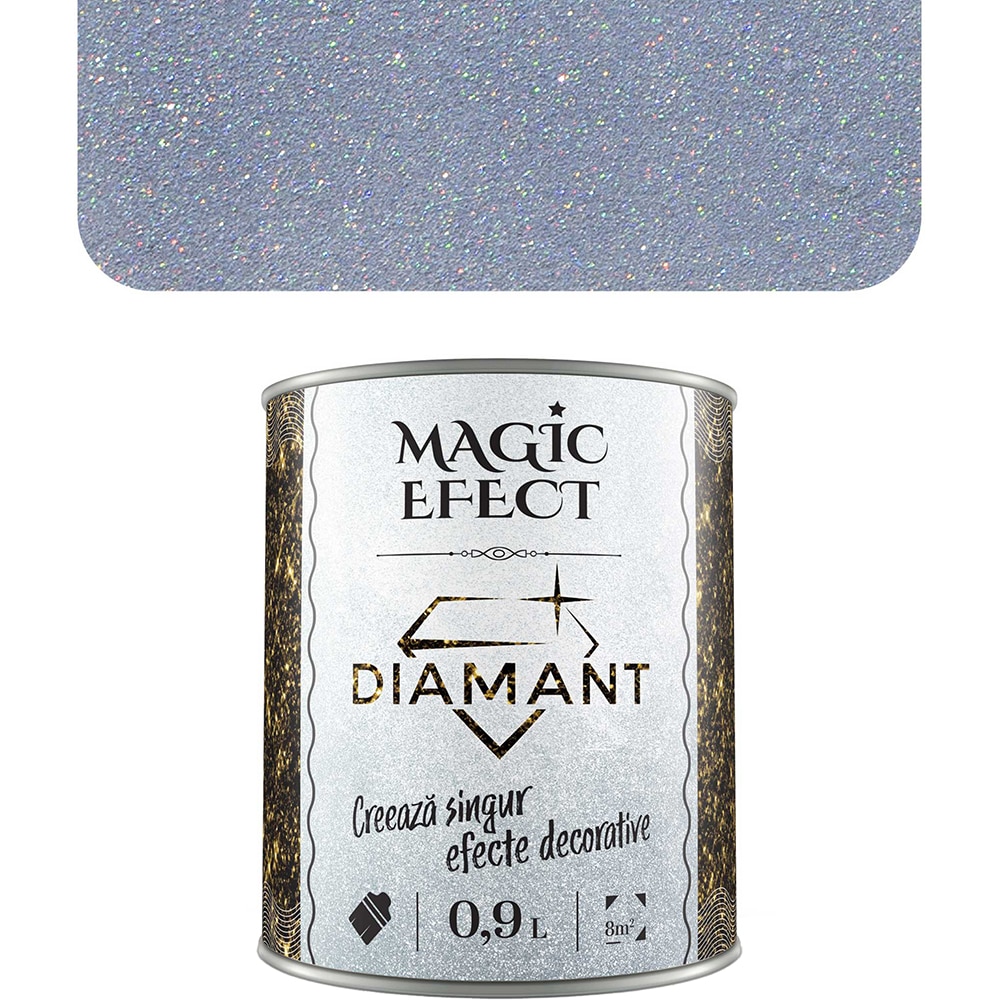 Vopsea cu efect de dune de nisip Magic Effect Diamant C02, pensula inclusa, argintiu, 0.9L
