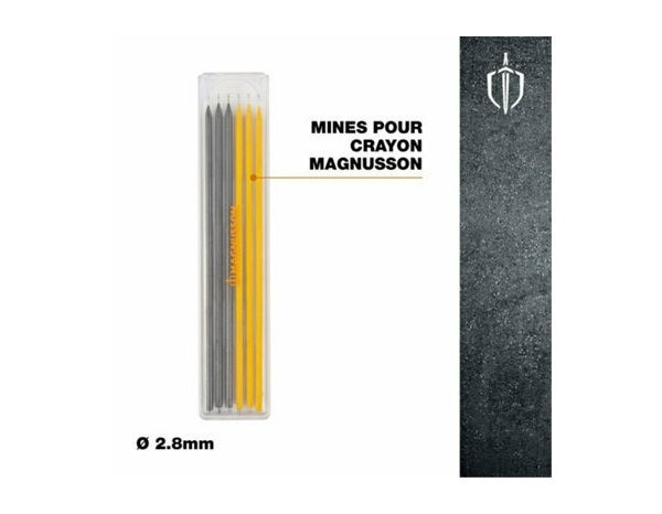Set mine grafit creion tamplar MAGNUSSON, D 2.8 mm, ABS si policarbonat, galben/negru, 6 buc