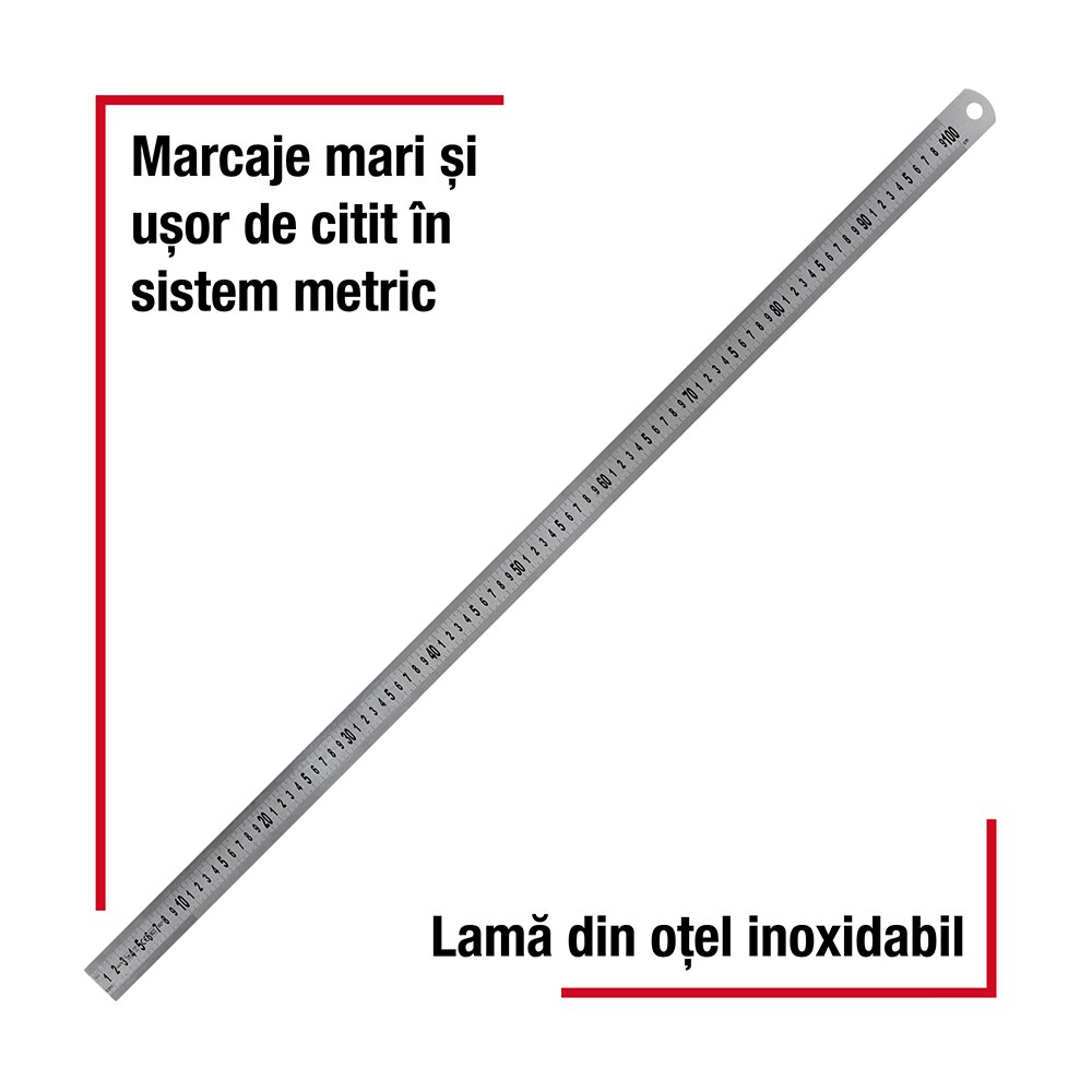 Rigla FORGE STEEL, 100cm, metal