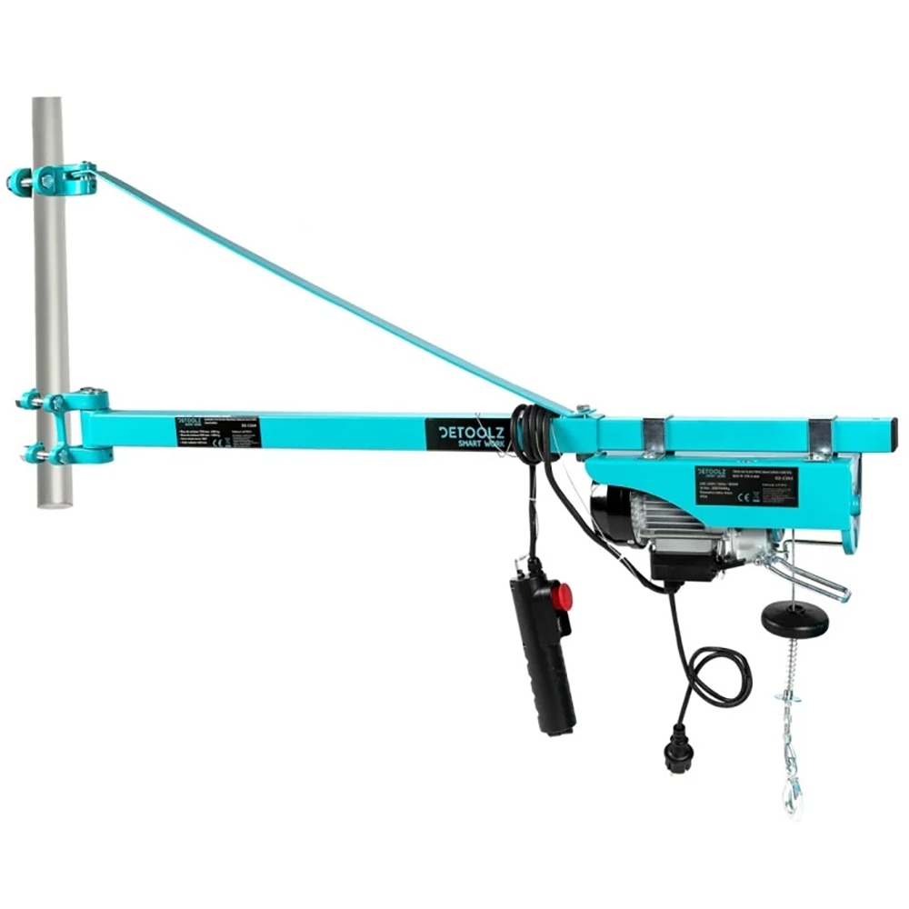 Macara electrica DETOOLZ, 500 kg, 800 W, 4 mm, otel si aluminiu, turcoaz