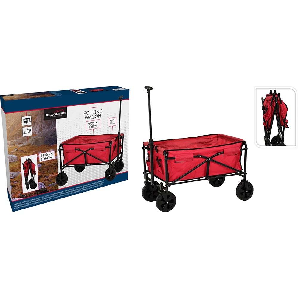 Carucior plaja, pliabil, 93 x 50.5 x 106 cm, rosu