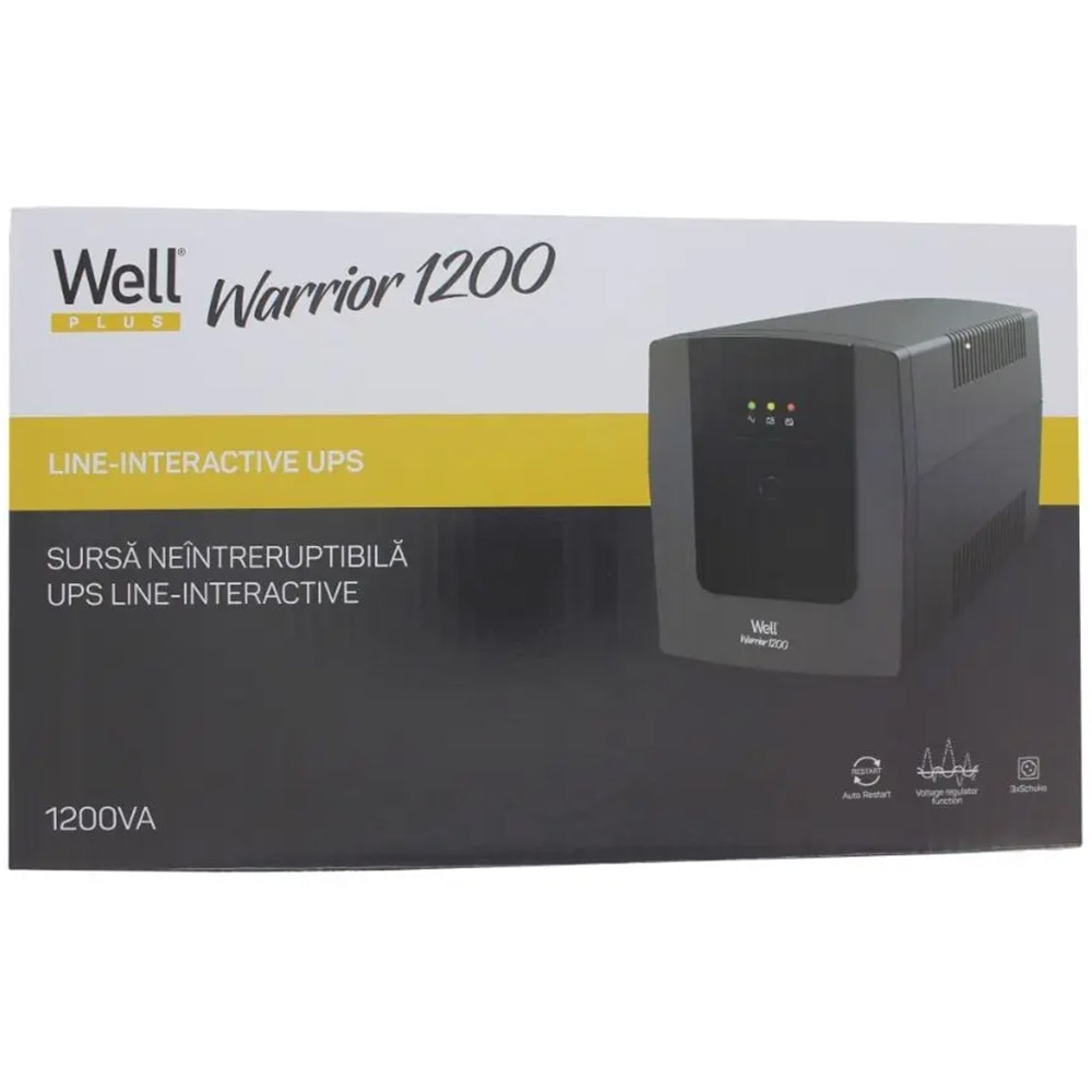 Unitate UPS Line-Interactive Warrior 1200, 1200VA, AVR, 3x Schuko