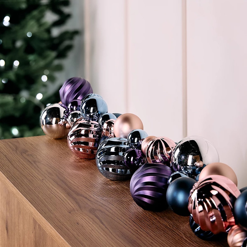 Ghirlanda cu globuri, 180 cm, roz-albastru