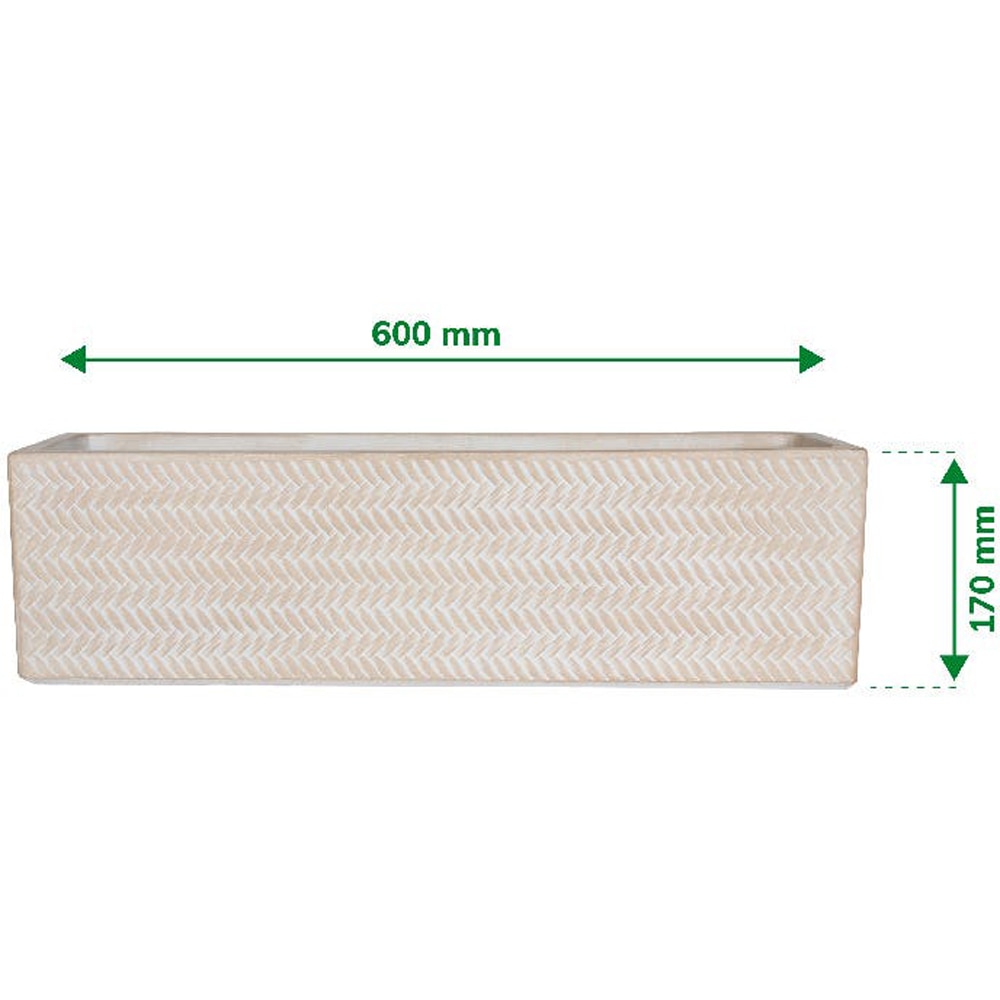 Jardiniera flori VERVE, lut, 60 x  17 cm, bej