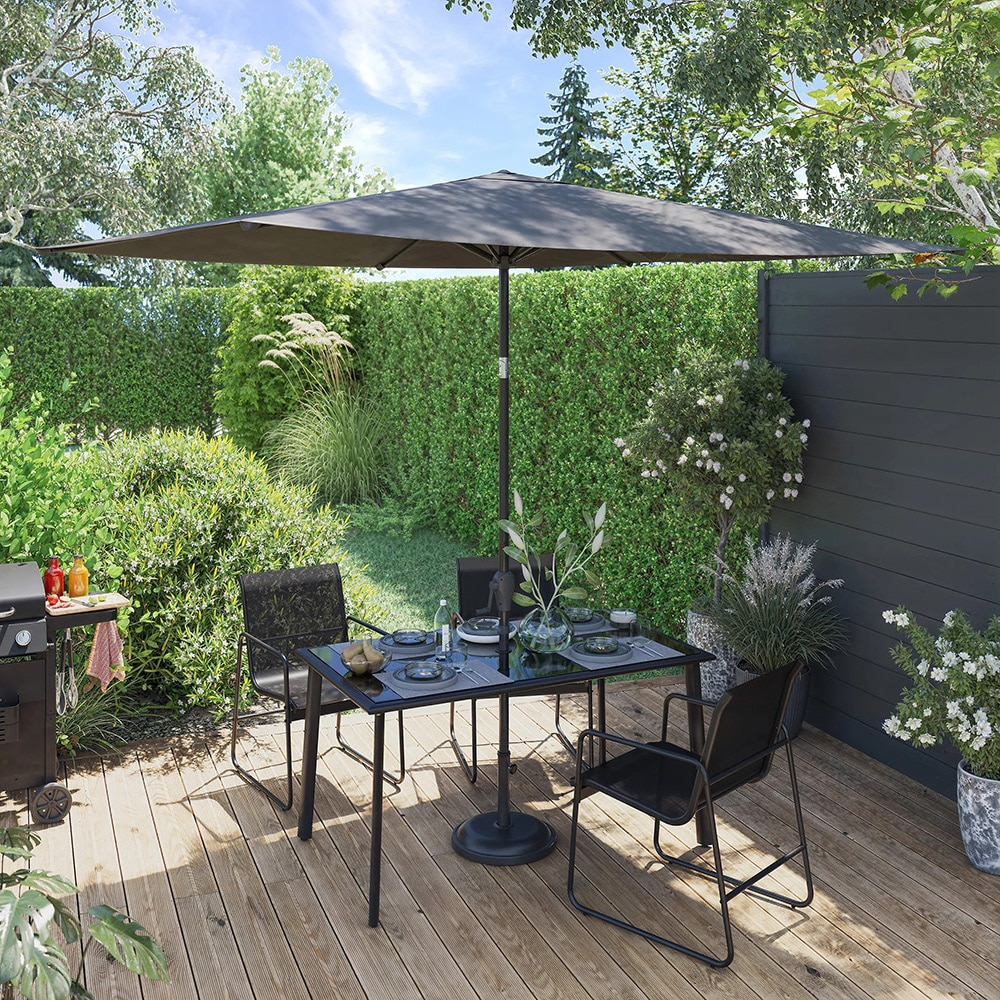 Umbrela gradina inclinabila GOODHOME Kasane, 3 x 2 m, UPF30, deschidere tip manivela, aluminiu si poliester, negru