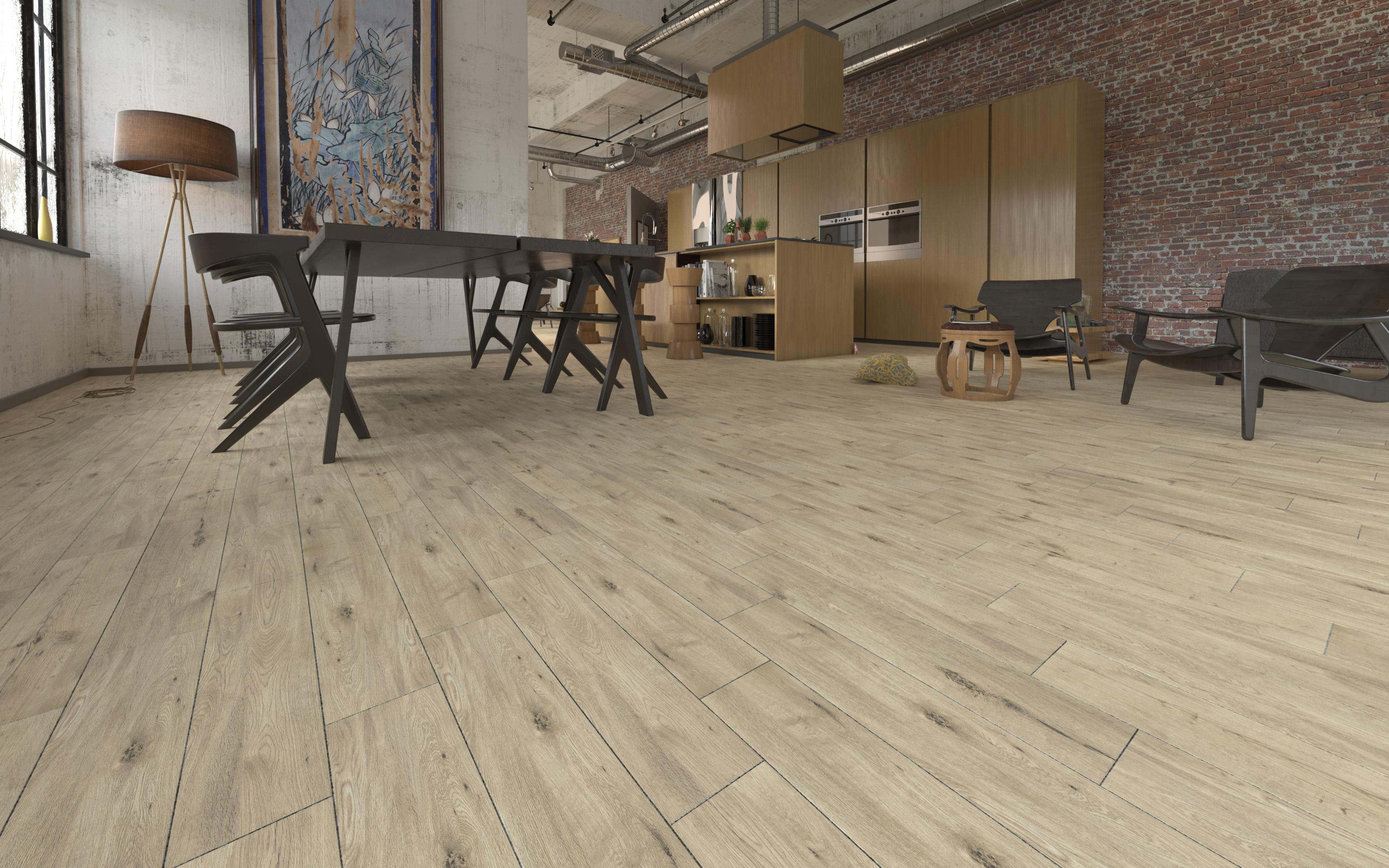 Gresie interior/exterior Alpina wood, bej, portelanata, 119.8 x 19.8 cm, 1.19 mp/ cutie, PEI 4