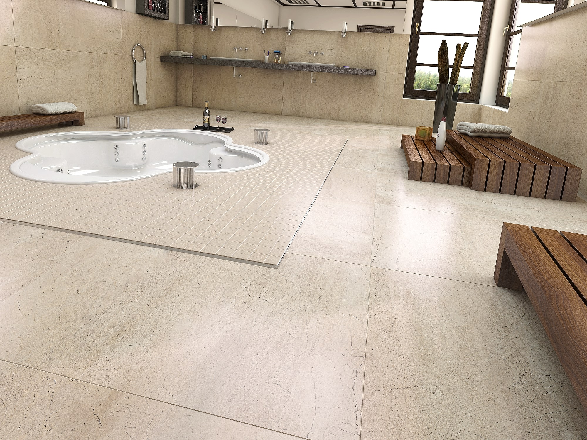 Gresie interior/exterior Crema Marfil, bej, portelanata, 120 x 60 cm, 1.44 mp/ cutie, PEI 4