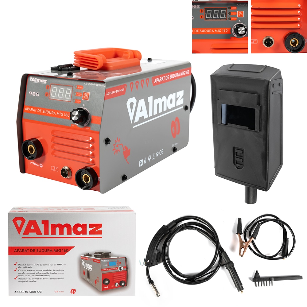 Invertor de sudura ALMAZ AZ-ES040-S001-G01, MIG-MAG-MMA, 160A, electrod 1.6-3.2mm