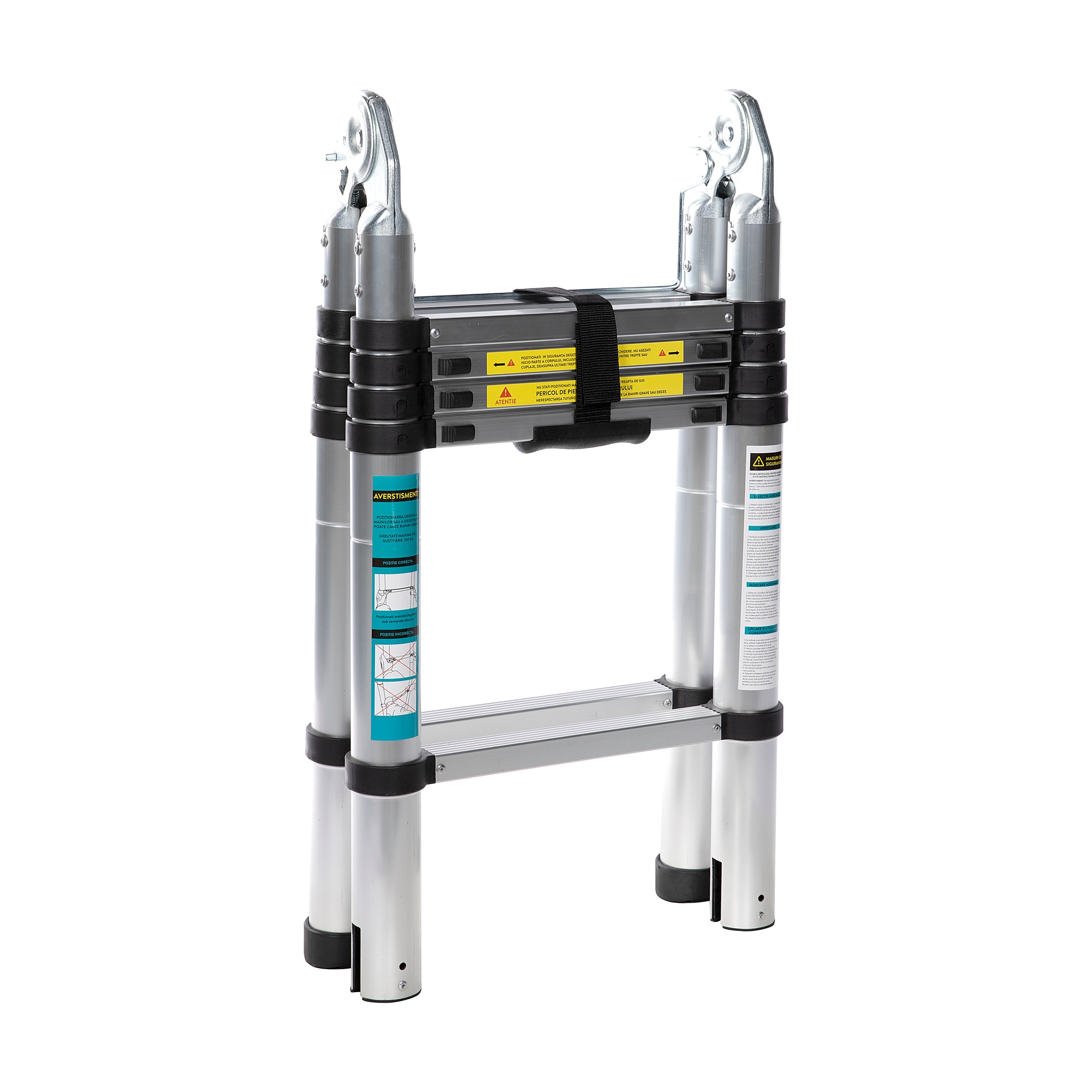 Scara telescopica aluminiu Micul Fermier, dubla, 10 trepte, 2 tronsoane, 3.2m