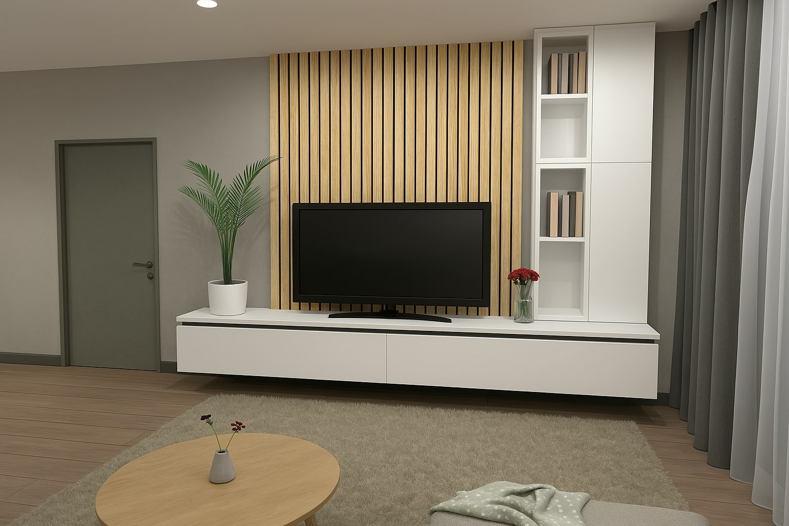 Panou riflaj decorativ POLIMER, 12 x 125 x 2700 mm, fag periat