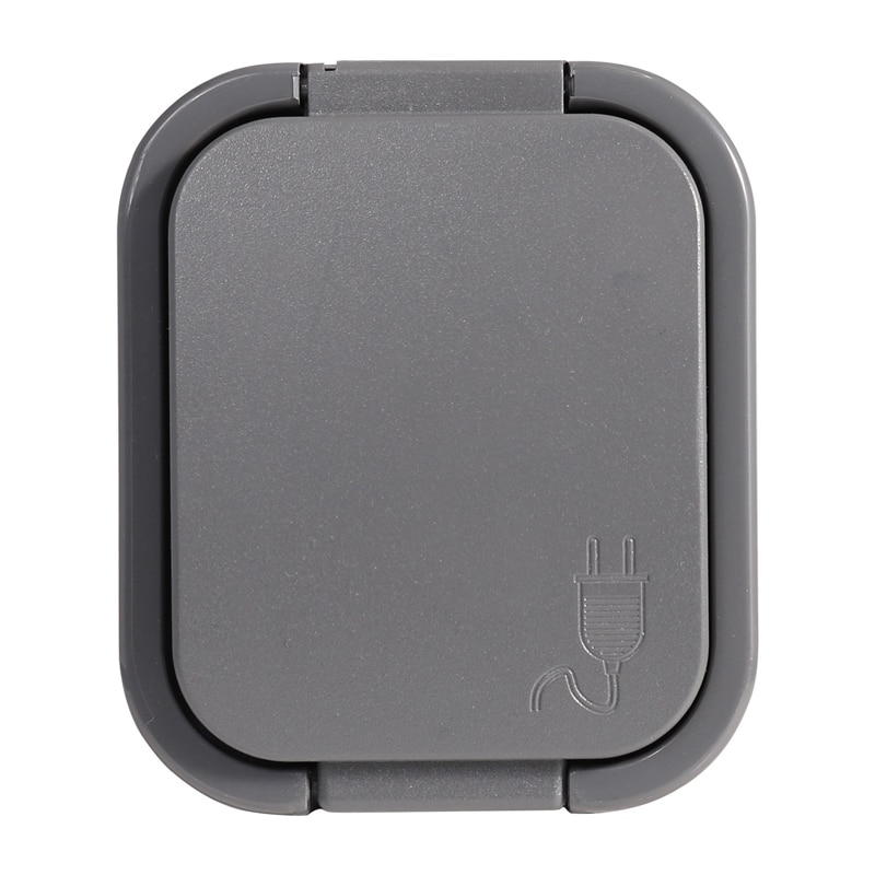 Priza Schuko simpla, 16A, 250V, IP54, cu capac, gri Abex