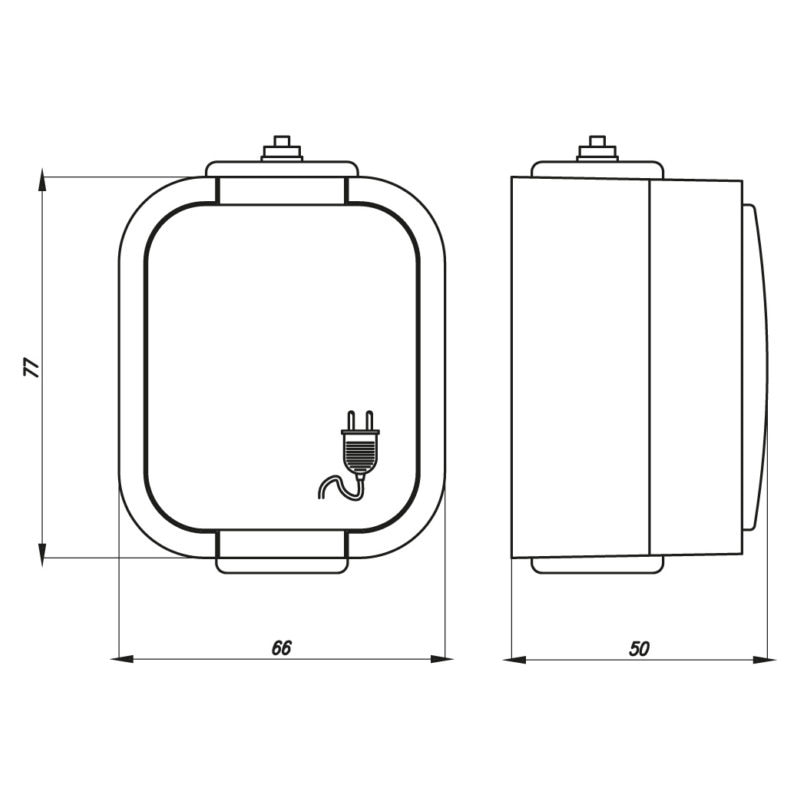 Priza Schuko simpla, 16A, 250V, IP54, cu capac, gri Abex