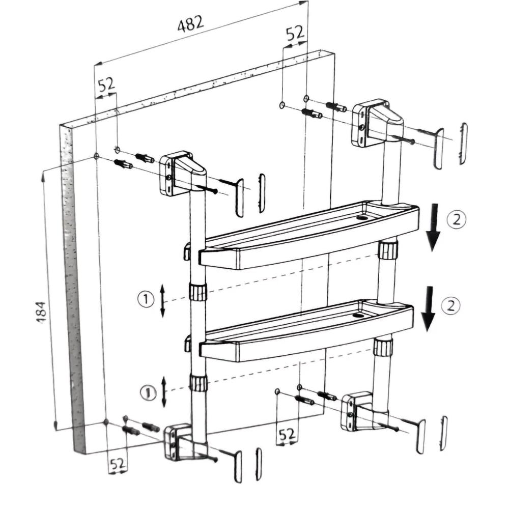 Etajera baie dubla NIKIPLAST-M 03396, PVC, alb