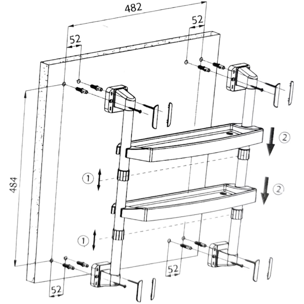 Etajera baie dubla NIKIPLAST-M 03397, PVC, negru