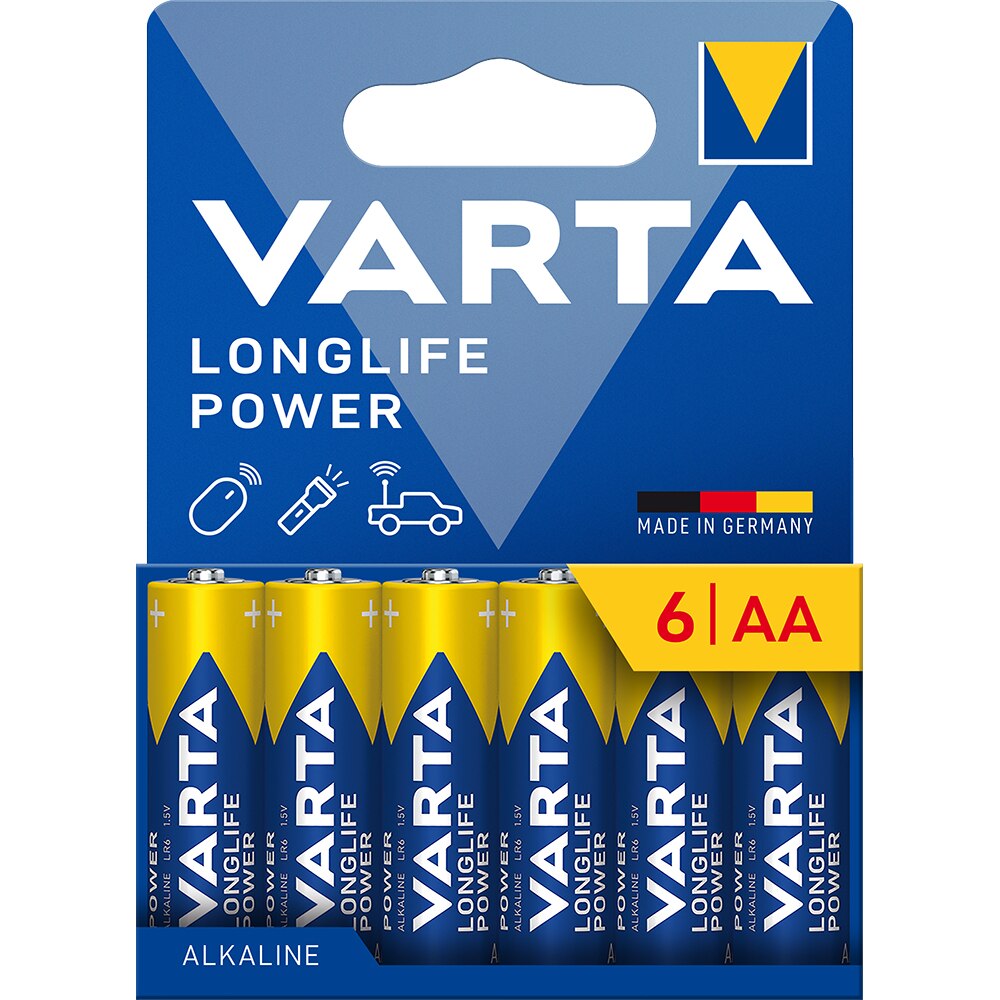 Baterii VARTA Long Life Power, AA, 1.5V, 6 bucati