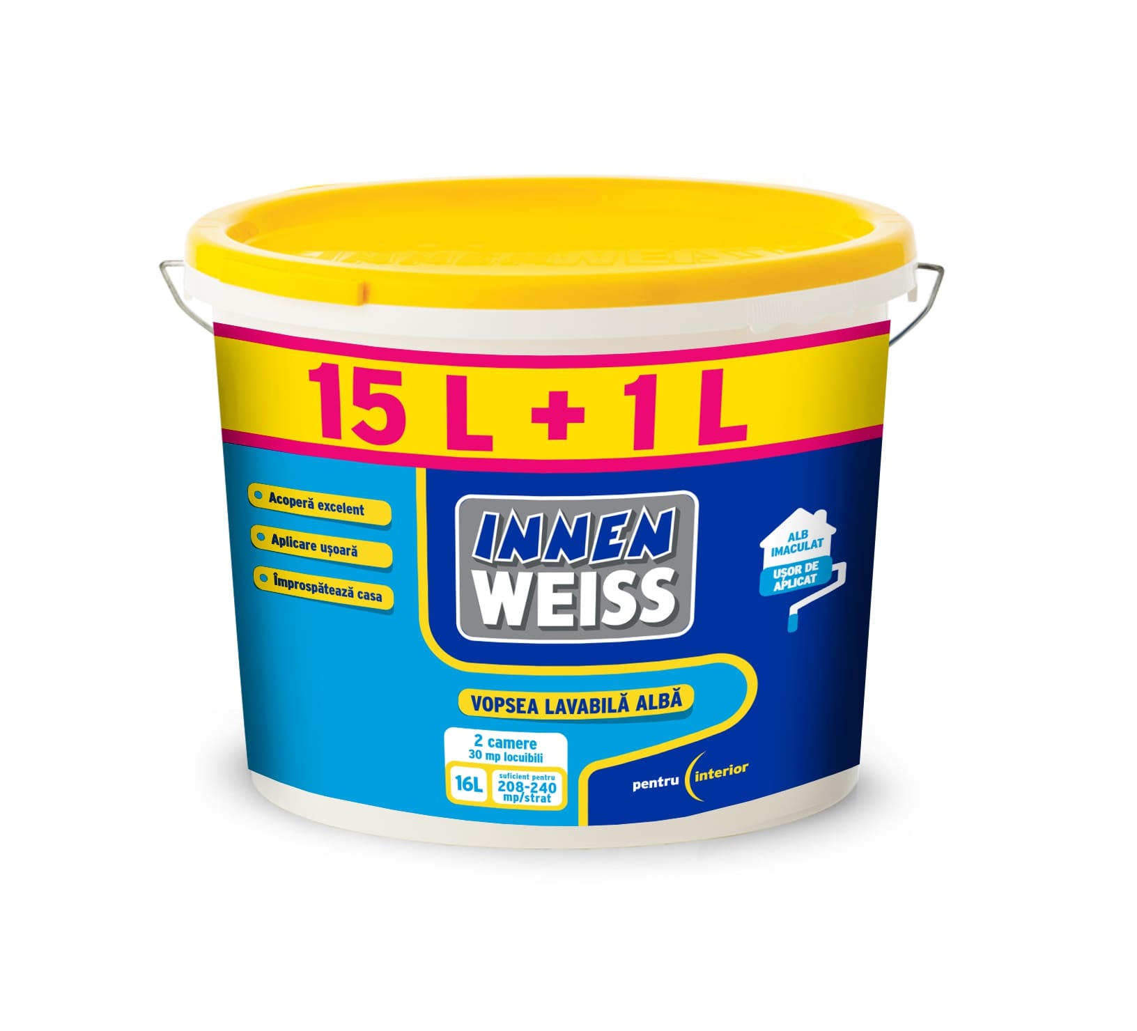 Vopsea lavabila, interior, alb, 15 L + 1 L gratis  Innenweiss