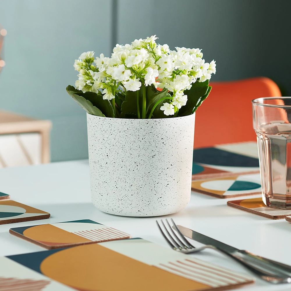 Ghiveci flori VERVE, plastic, D 13 cm, alb