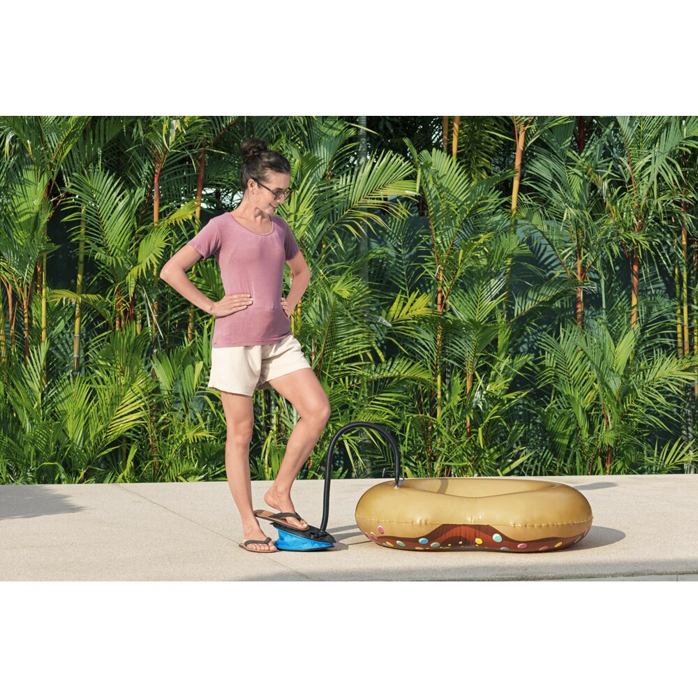 Pompa de picior BESTWAY Air Step, 1.4l, 3 adaptori de valva, plastic, negru/albastru