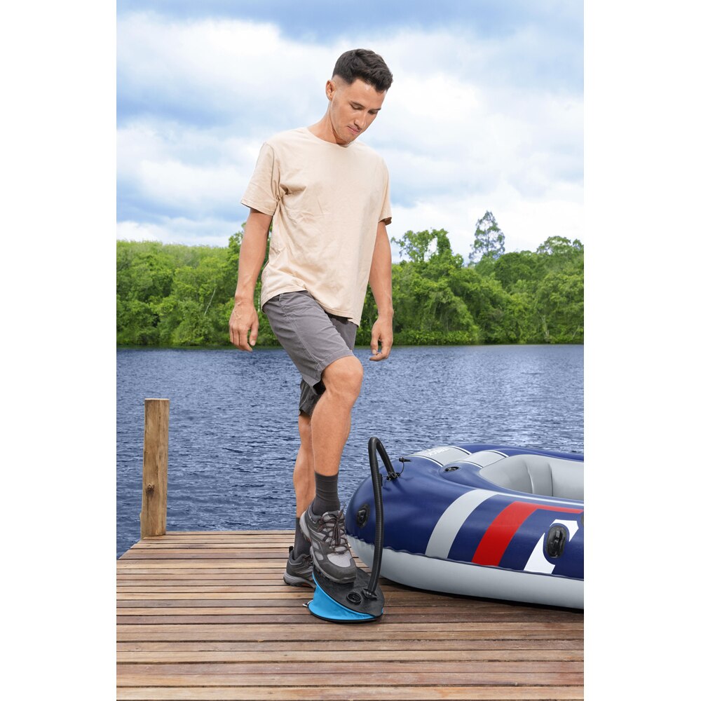 Pompa de picior BESTWAY Air Step, 1.4l, 3 adaptori de valva, plastic, negru/albastru