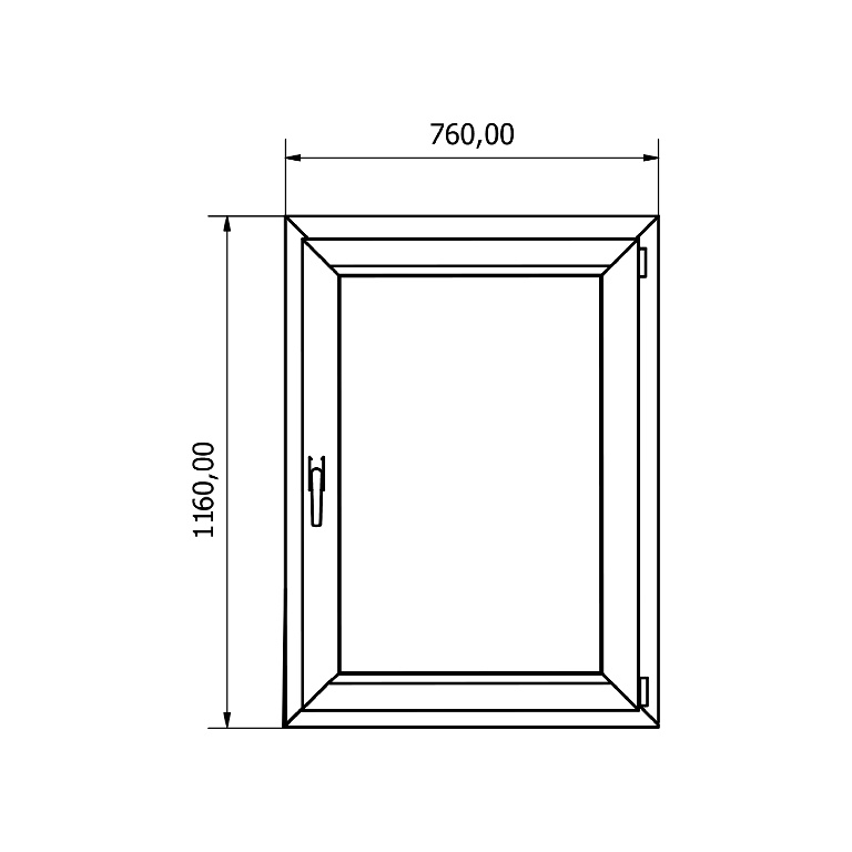 Fereastra termopan PVC, alb, 4 camere, 76 cm x 116 cm, Dreapta, Simpla deschidere