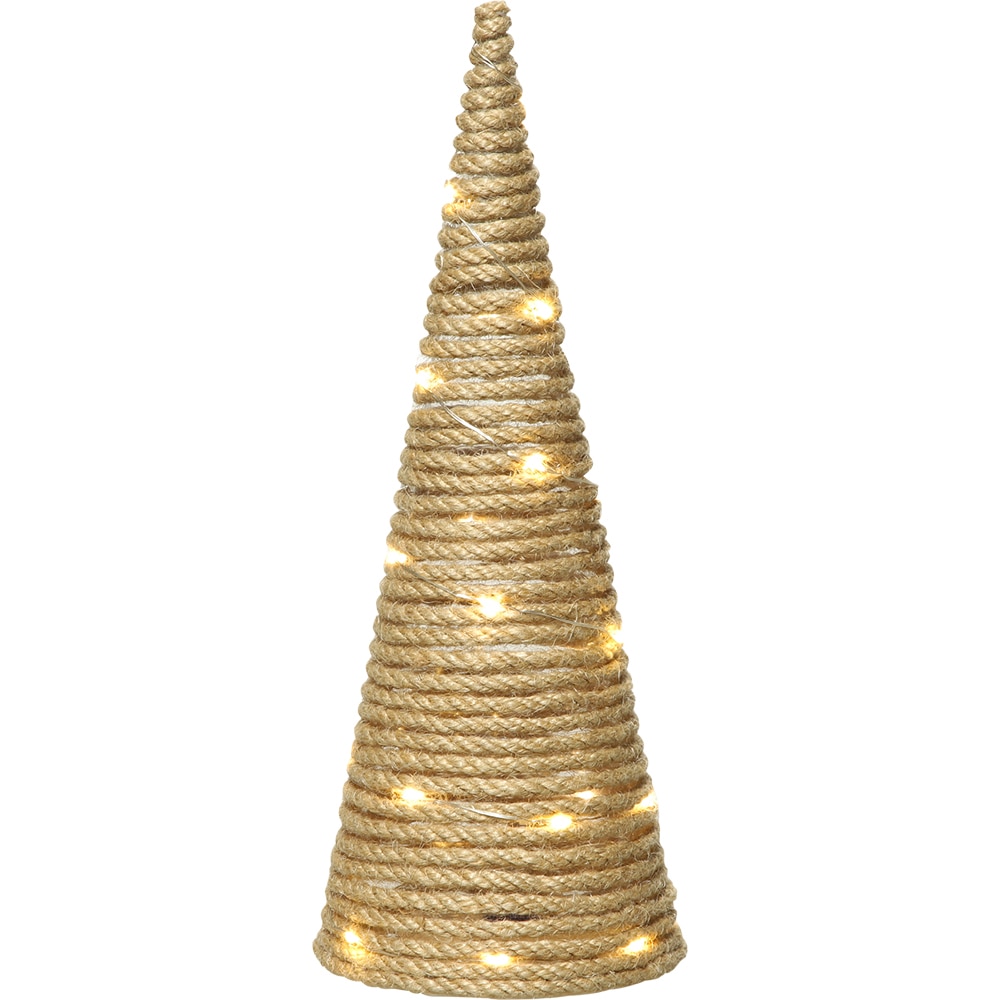 Decoratiune luminoasa brad Craciun din iuta, 30 cm