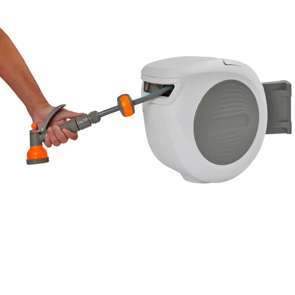 Derulator furtun automat, montaj pe perete, 20 m, polipropilena, alb