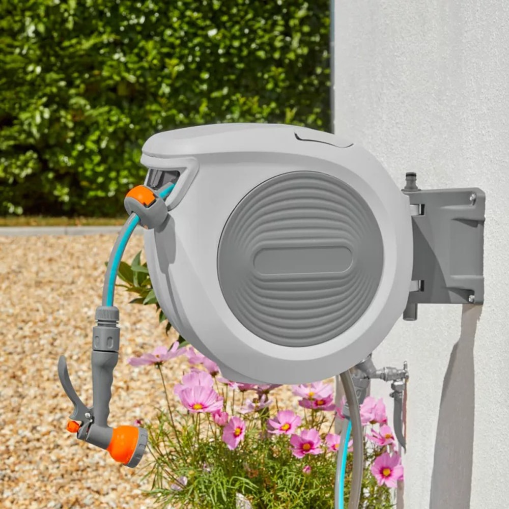 Derulator furtun automat, montaj pe perete, 20 m, polipropilena, alb