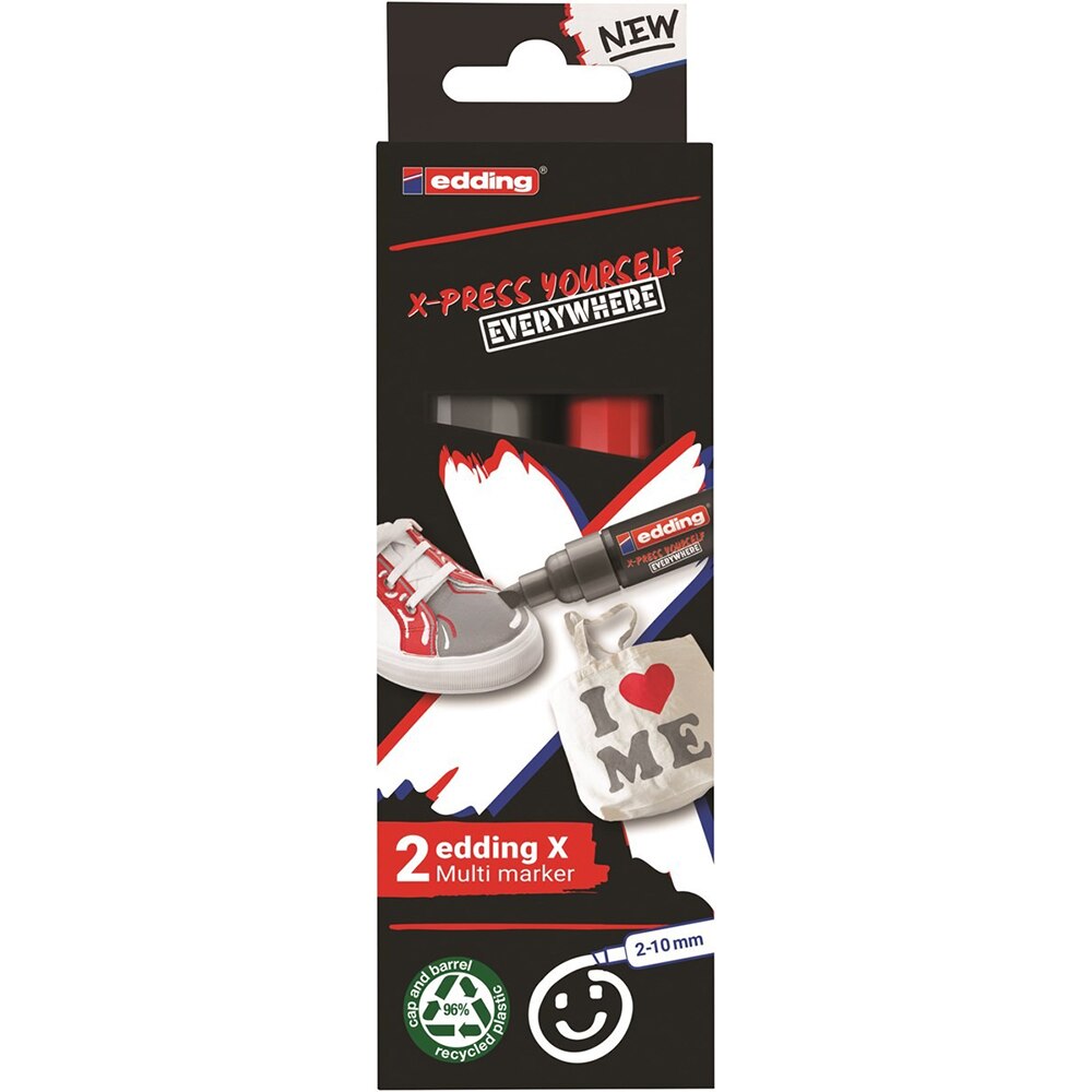 Set markere EDDING 6900 X-Press Yourself, 2-10 mm, gri si rosu, 2 bucati