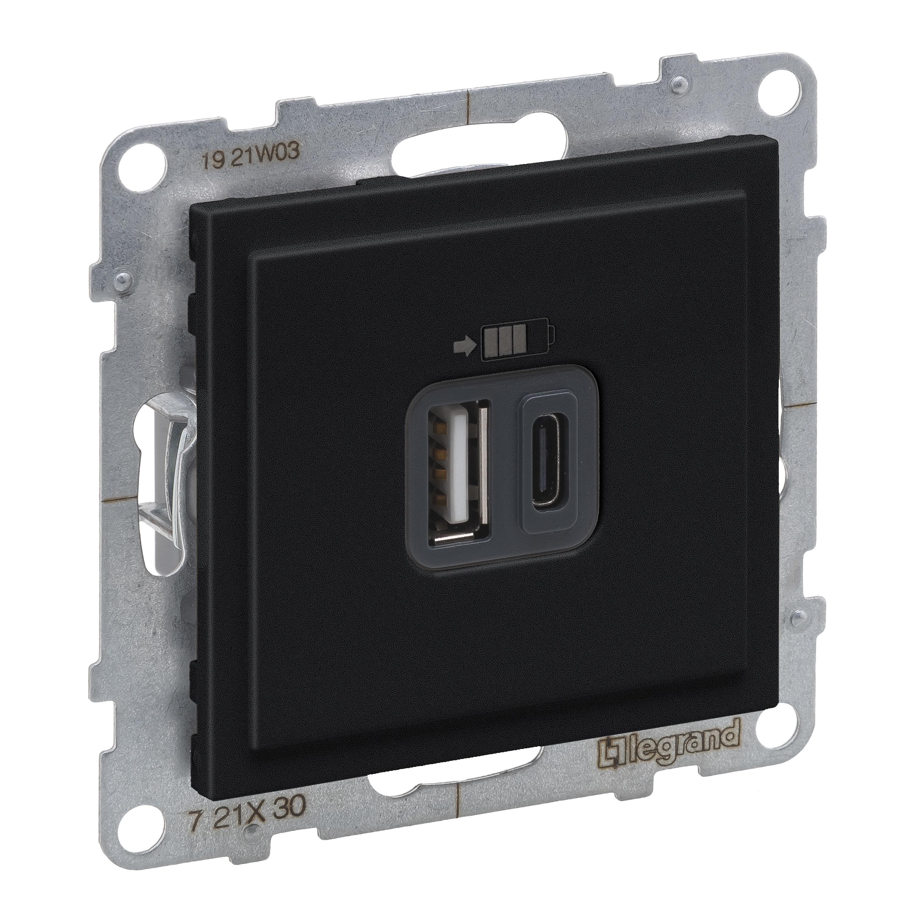 Incarc USB dublu, Tip A+C, negru