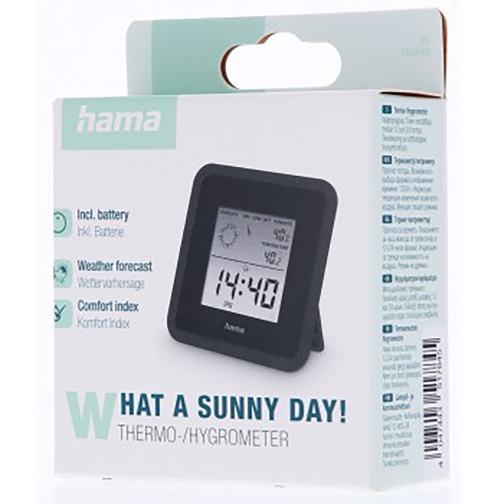 Statie HAMA 185890, Termometru, Higrometru, negru