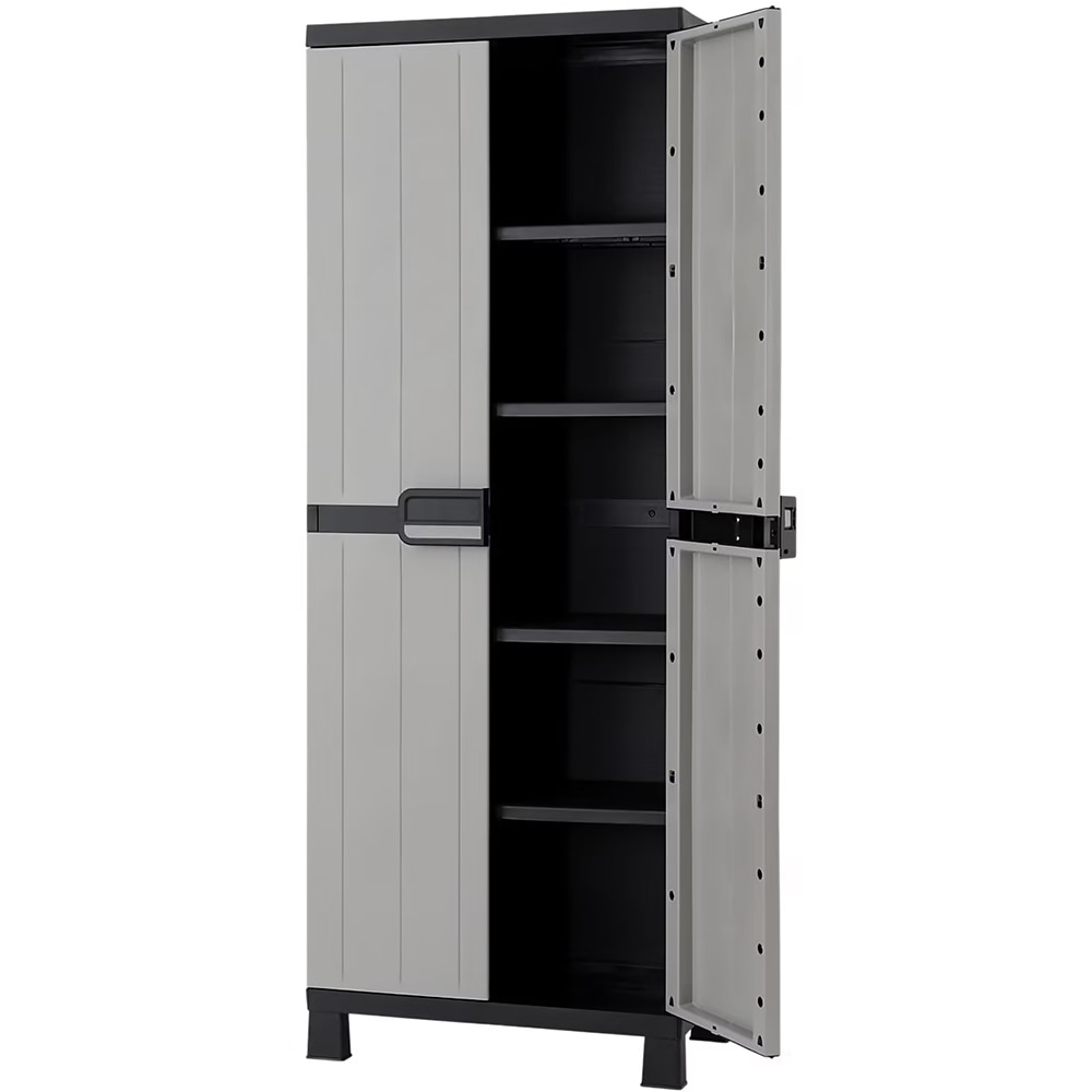 Dulap GOODHOME Links, plastic, 65 x 37 x 173 cm, gri-negru