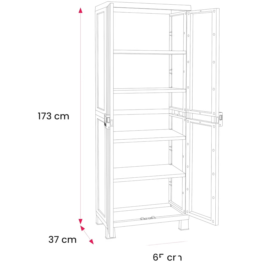 Dulap GOODHOME Links, plastic, 65 x 37 x 173 cm, gri-negru
