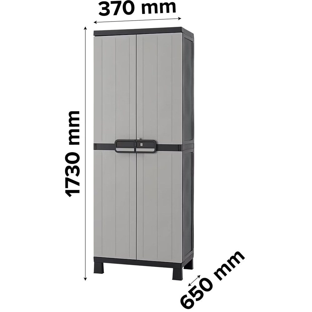 Dulap GOODHOME Links, plastic, 65 x 37 x 173 cm, gri-negru