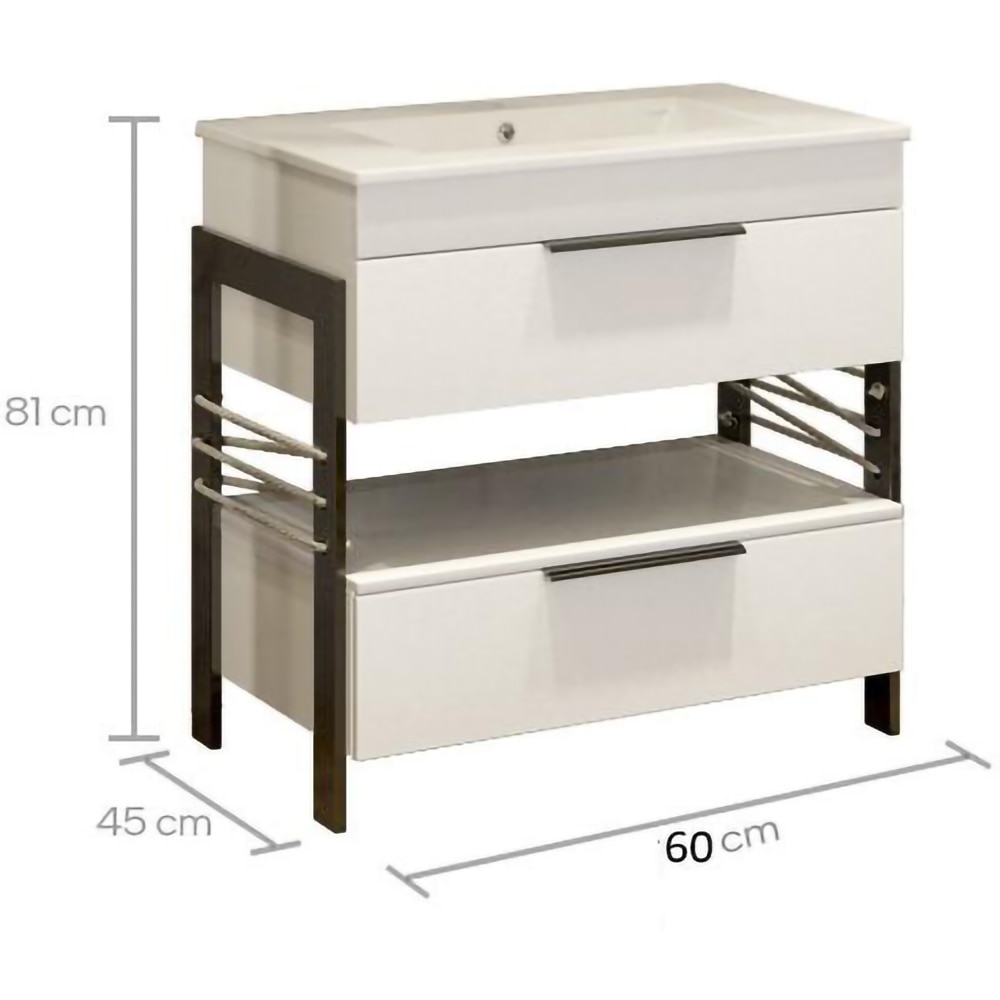 Set baza cu lavoar SANITOP Element, 60 x 45 x 81 cm, alb