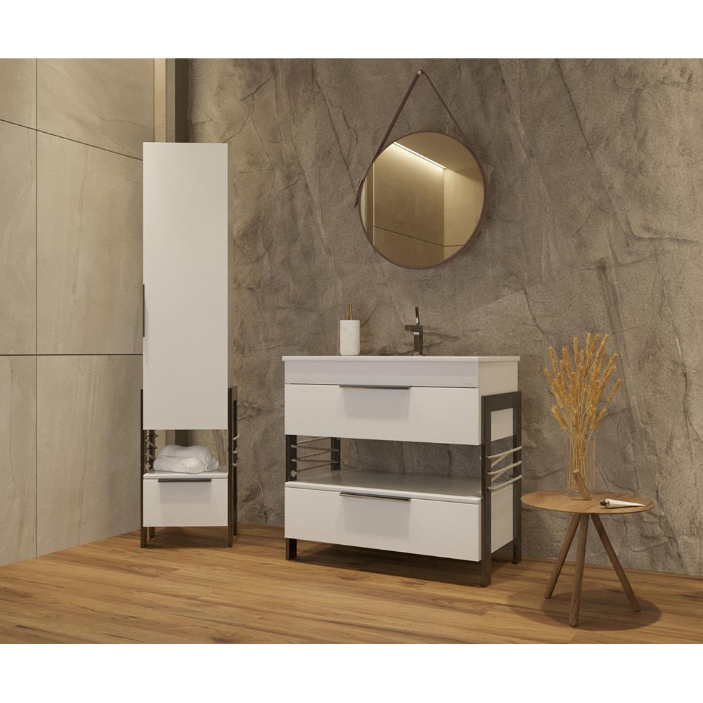 Set baza cu lavoar SANITOP Element, 60 x 45 x 81 cm, alb