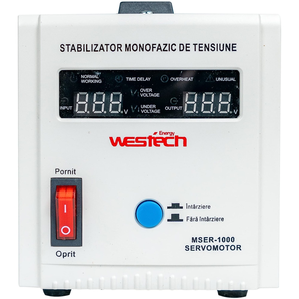 Stabilizator tensiune monofazat cu servomotor Westech MSER-1000, 1000VA (750W)