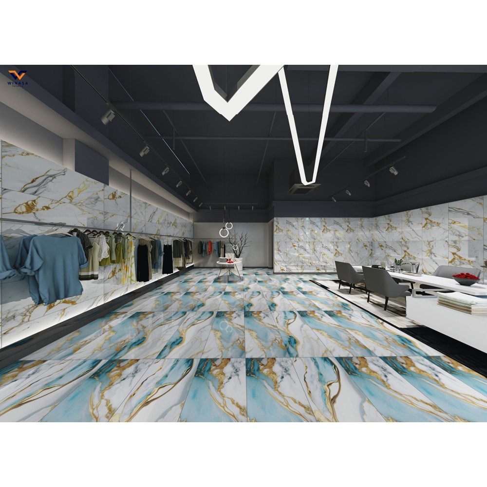 Gresie interior/exterior Shine Aqua, 120 x 30 cm, 1.44 mp, multicolor