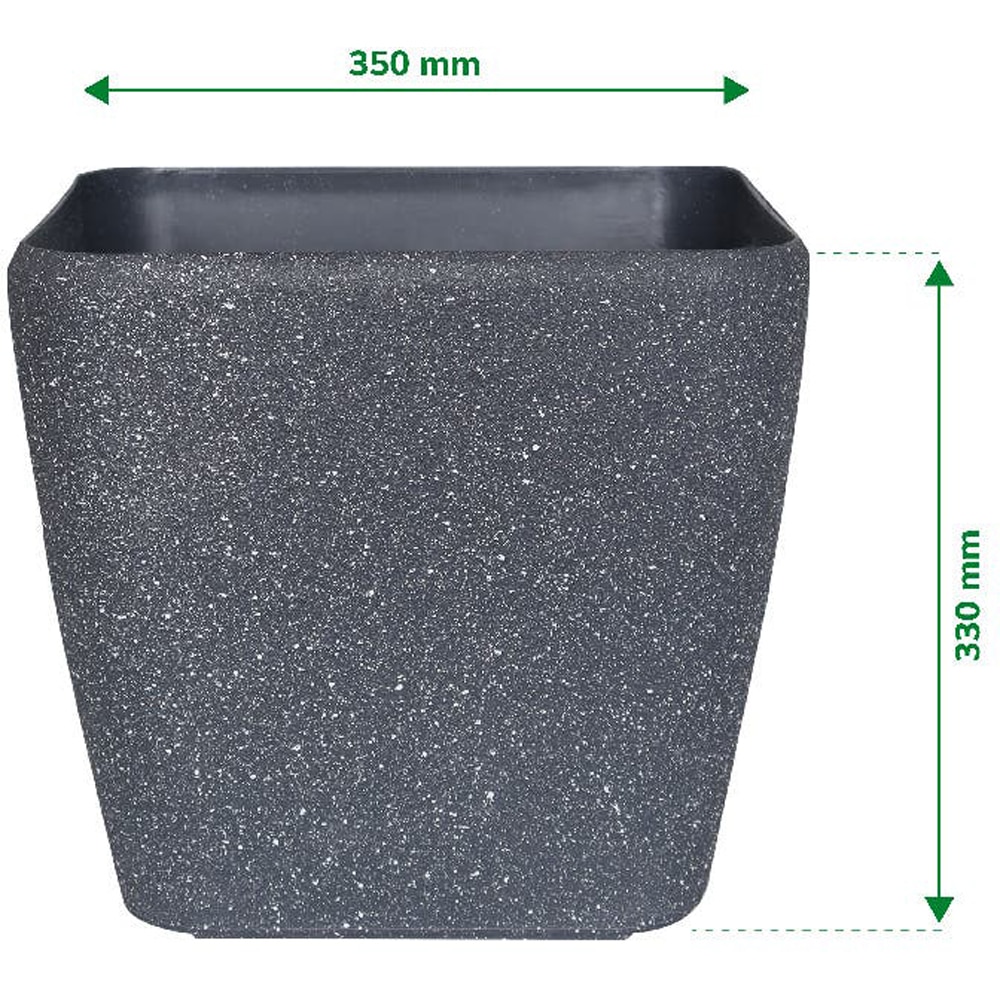 Ghiveci flori VERVE, plastic, 35 x 35 x 33 cm, negru